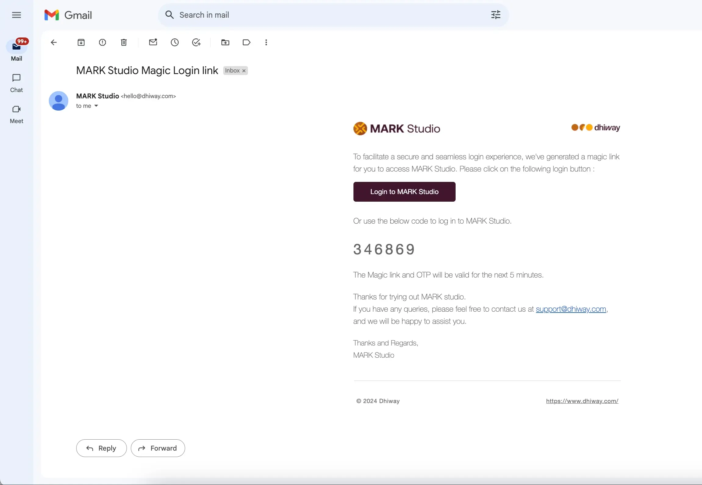 Login email